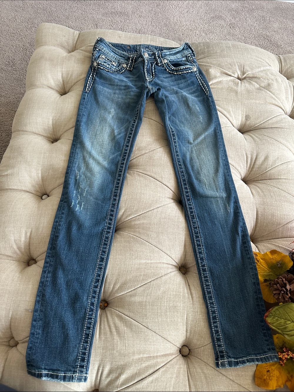 Miss Me Blue Skinny Jeans with Faded Detail